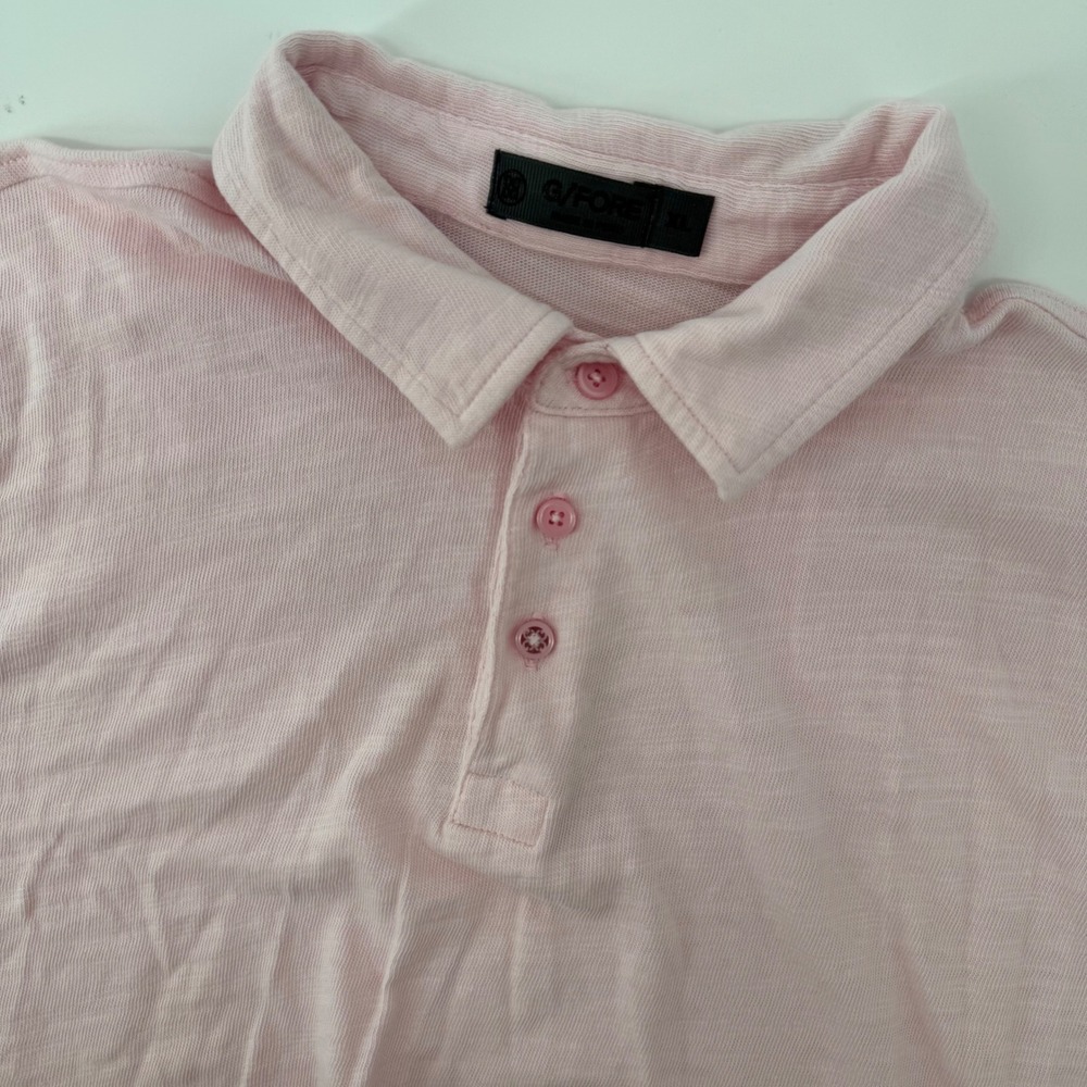 G/FORE Polo Shirt Men XL Pink Slub Cotton Short Sleeve Golf Casual 9381